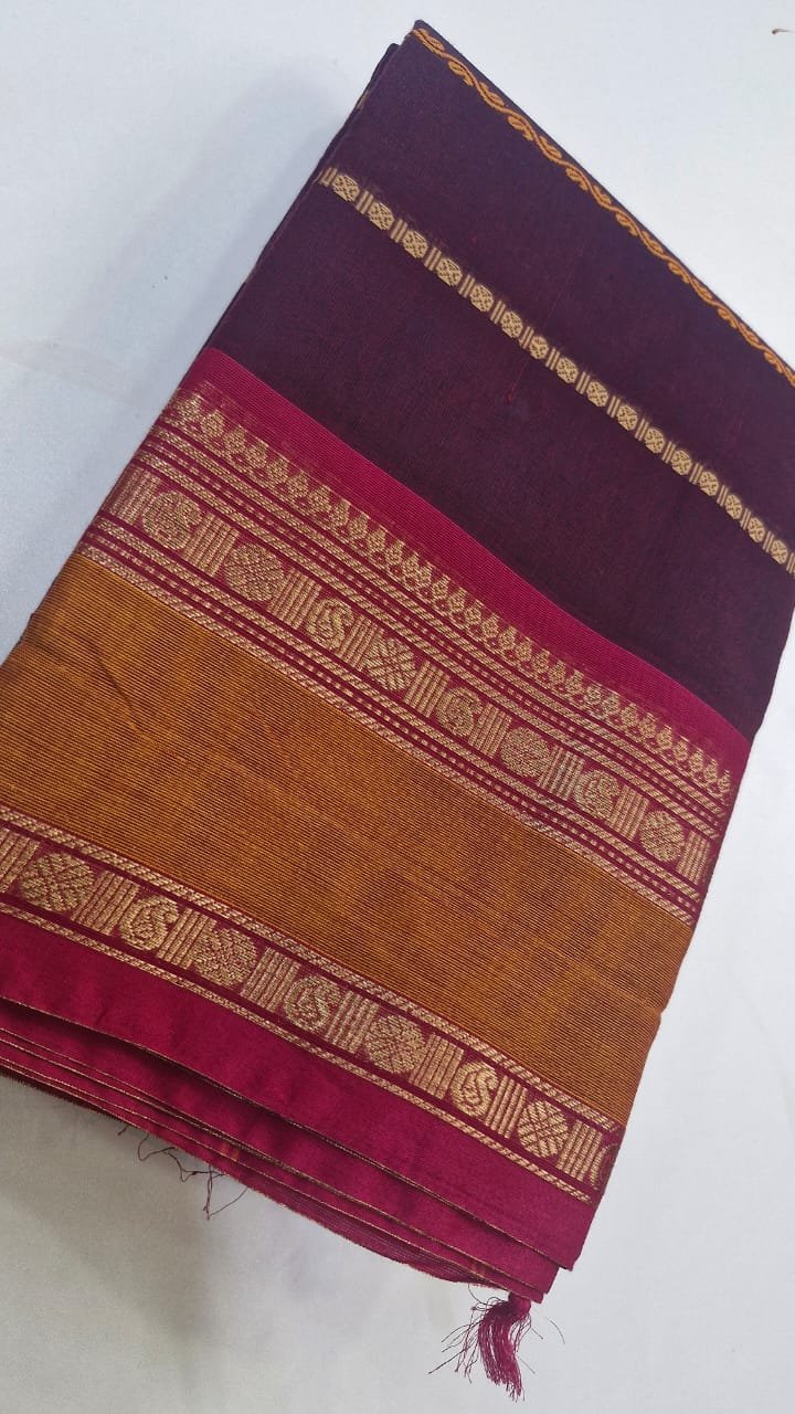 Deep Purple and Magenta Chettinad Cotton Saree