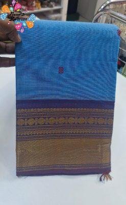 Sky Blue and Light Purple Chettinad Cotton Saree