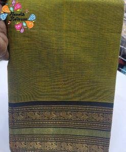Pear Green and Navy Blue Chettinad Cotton Saree