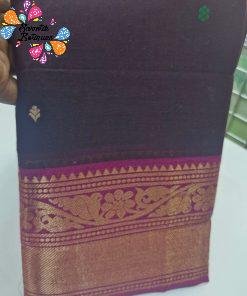 Alternative view of Brunette Brown and Magenta Chettinad Cotton Saree