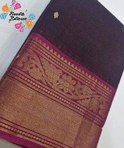 Brunette Brown and Magenta Chettinad Cotton Saree