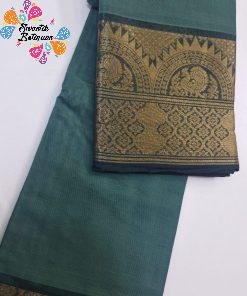 Alternative view of Steel Blue and Deep Sea Blue  Chettinad Cotton Saree