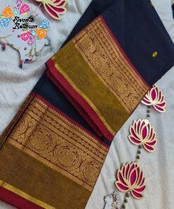 Black and Red Green Chettinad Cotton Saree