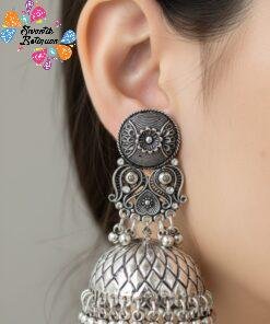 Oxidised Silver Jhumkha