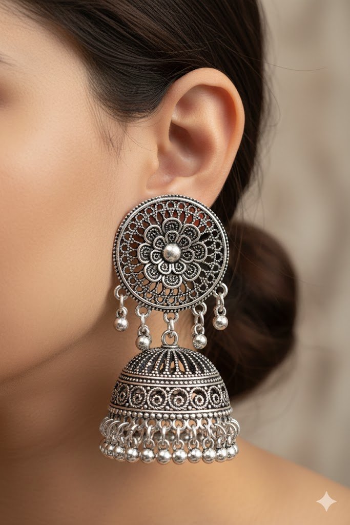 Oxidised Silver Jhumkha Oxidised Silver Jhumkha
