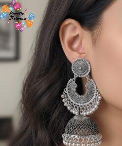 Oxidised Silver Jhumkha
