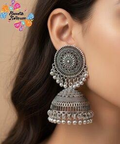 Oxidised Silver Jhumkha