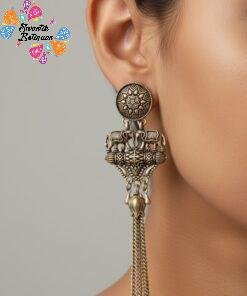Latest Arrivals Alternative view of Elephant Designer Oxidised Silver Earrings