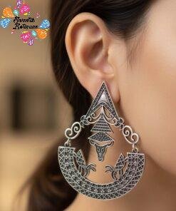 Alternative view of Oxidised Silver Earrings