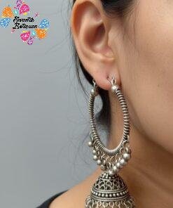 Oxidised Silver Jhumkha