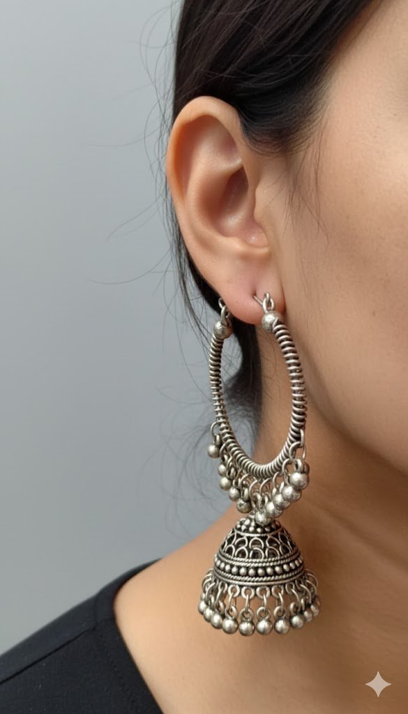 Oxidised Silver Jhumkha Oxidised Silver Jhumkha