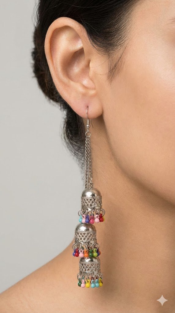 Multi Colour Oxidised Silver Earrings Multi Colour Oxidised Silver Earrings