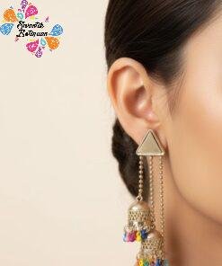 Alternative view of Multi Colour Oxidised Silver Earrings