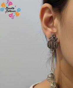 Alternative view of Oxidised Silver Earrings