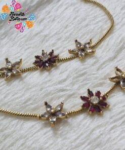 Flower Designer Premium Antique Gold Chain Type Anklet