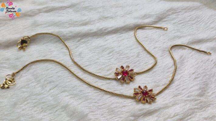 Flower Designer Premium Antique Gold Chain Type Anklet