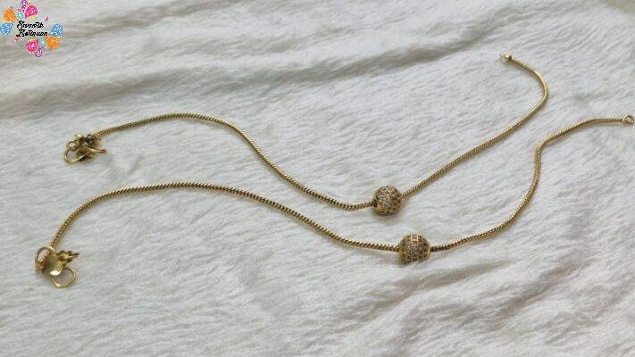 White Stone Designer Premium Antique Gold Chain Type Anklet
