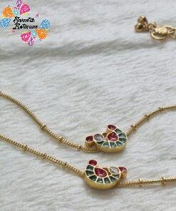 Peacock Designer Premium Antique Gold Chain Type Anklet