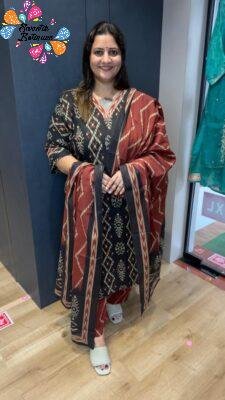 Diamond Designer Black and Maroon Plus Size Premium Soft Cotton Ready-Made Shalwar Suit