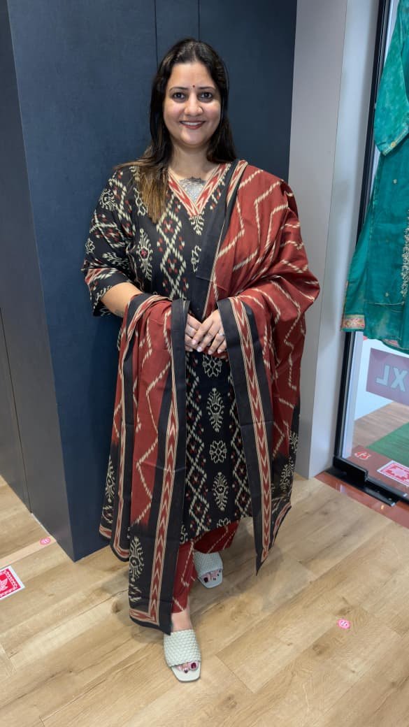 Black With Brown Plus Size Premium Soft Cotton Ready-Made Shalwar Suits Black With Brown Plus Size Premium Soft Cotton Ready-Made Shalwar Suits