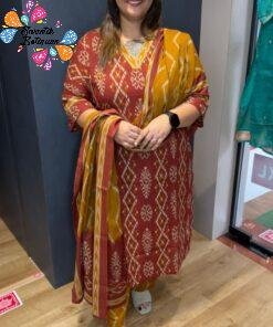 Rust With Mustard Plus Size Premium Soft Cotton Ready-Made Shalwar Suits