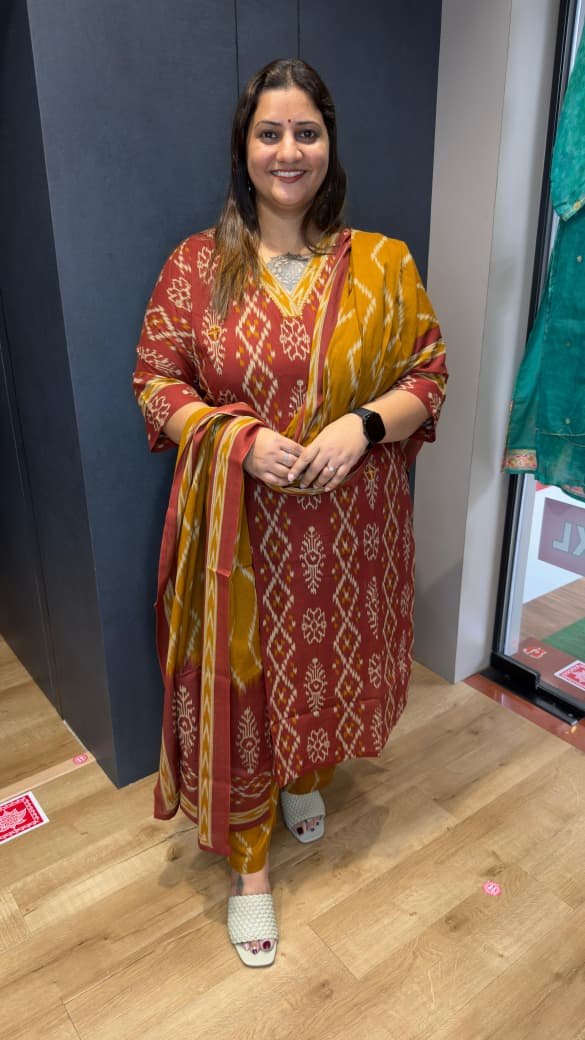 Rust With Mustard Plus Size Premium Soft Cotton Ready-Made Shalwar Suits Rust With Mustard Plus Size Premium Soft Cotton Ready-Made Shalwar Suits