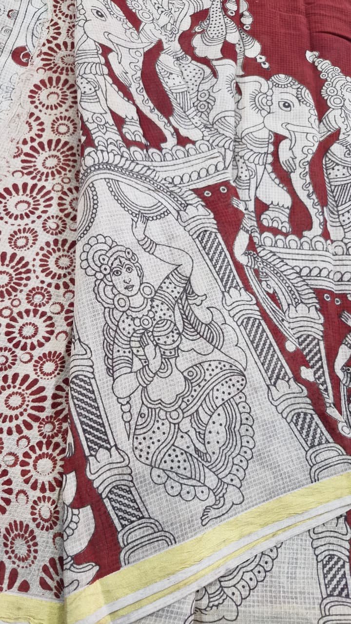 Premium Kotta Cotton Kalamkari Sarees Premium Kotta Cotton Kalamkari Sarees - Image 7