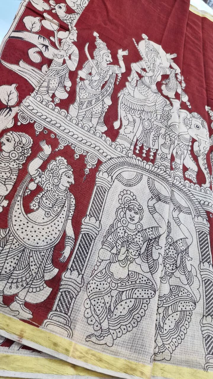 Premium Kotta Cotton Kalamkari Sarees Premium Kotta Cotton Kalamkari Sarees - Image 6