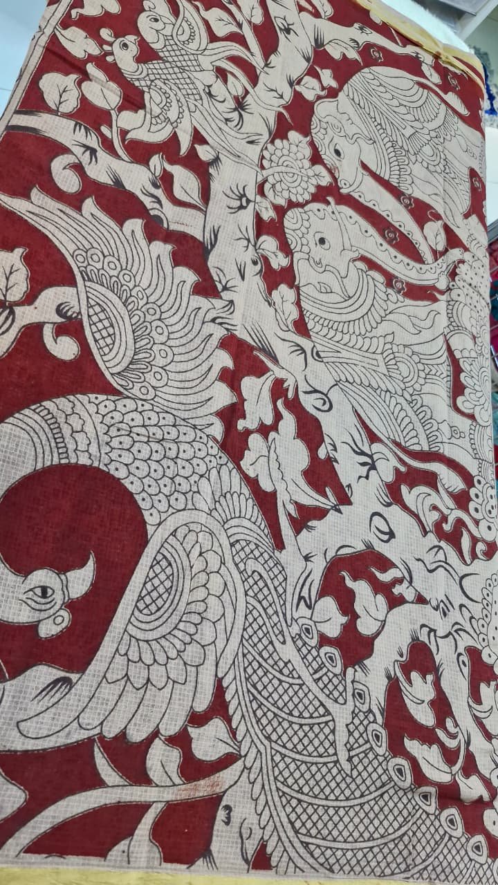 Premium Kotta Cotton Kalamkari Sarees Premium Kotta Cotton Kalamkari Sarees - Image 4