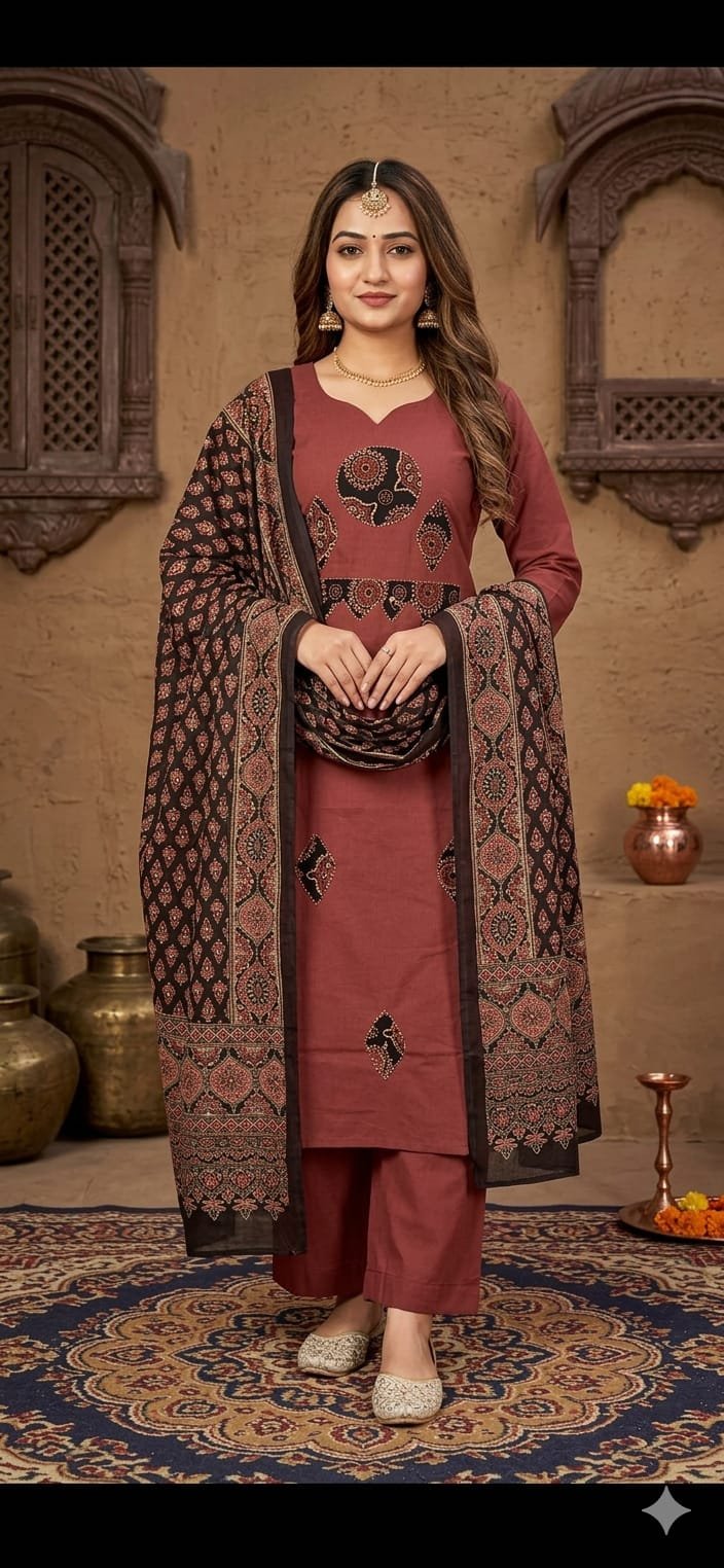 Mirror Designer Elegant Rose Pink and Black Premium Dabu Cotton Readymade Shalwar Suit Mirror Designer Elegant Rose Pink and Black Premium Dabu Cotton Readymade Shalwar Suit