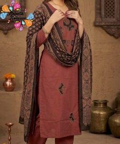Mirror Designer Elegant Rose Pink and Black Premium Dabu Cotton Readymade Shalwar Suit