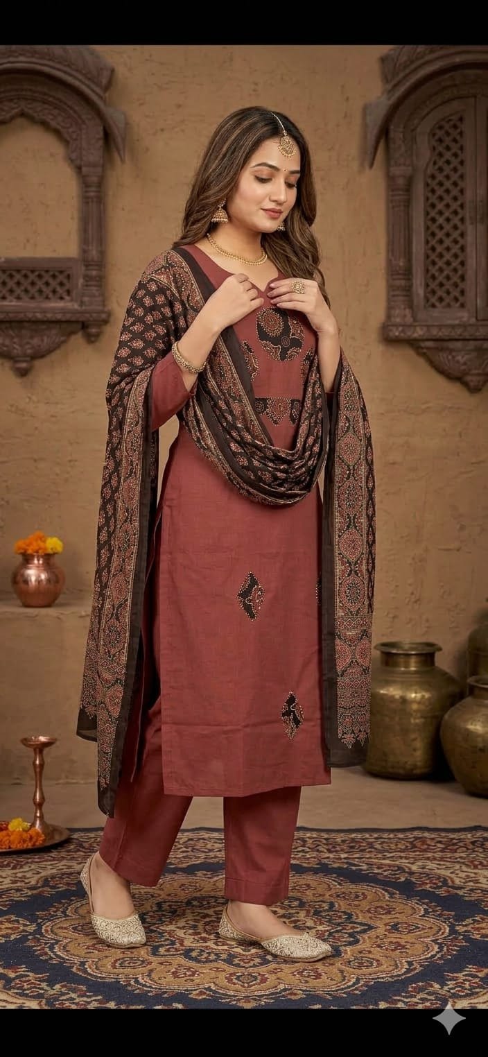 Mirror Designer Elegant Rose Pink and Black Premium Dabu Cotton Readymade Shalwar Suit Mirror Designer Elegant Rose Pink and Black Premium Dabu Cotton Readymade Shalwar Suit - Image 4