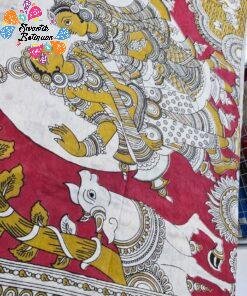 Deep Charcoal Black and Brick Red Premium Kotta Cotton Kalamkari Saree Deep Charcoal Black and Brick Red Premium Kotta Cotton Kalamkari Saree