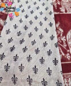 Maroon and Beige Premium Kotta Cotton Kalamkari Saree