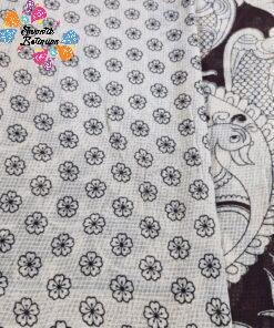 Chocolate Brown and Beige Premium Kotta Cotton Kalamkari Saree