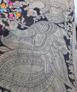 Black and Beige Premium Kotta Cotton Kalamkari Saree Black and Beige Premium Kotta Cotton Kalamkari Saree