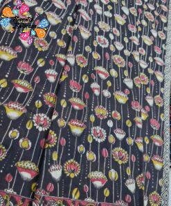 Deep Charcoal Black and Brick Red Premium Kotta Cotton Kalamkari Saree Deep Charcoal Black and Brick Red Premium Kotta Cotton Kalamkari Saree