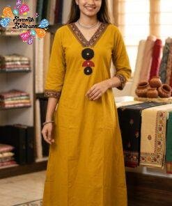 Mirror Designer Rich Mustard and Maroon Premium Dabu Cotton Co-ord Set