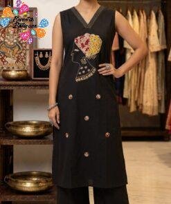 Black and Yellow Premium Dabu Cotton Co-ord Set