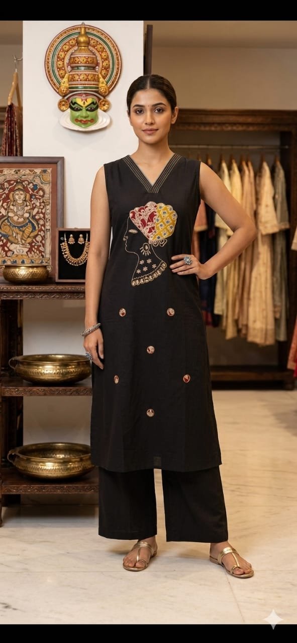 Black and Yellow Premium Dabu Cotton Co-ord Set Black and Yellow Premium Dabu Cotton Co-ord Set