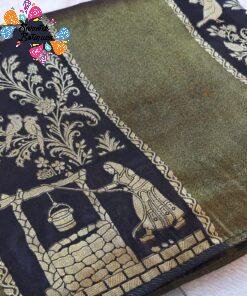 Black with Vintage Gold Weave Premium Banarasi Semi Silk Saree