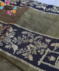 Black with Vintage Gold Weave Premium Banarasi Semi Silk Saree