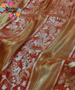Burnt Copper Orange with Vintage Gold Weave Premium Banarasi Semi Silk Saree
