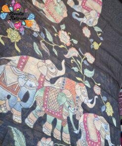 Black Elephant Designer Premium Linen Cotton Saree Black Elephant Designer Premium Linen Cotton Saree