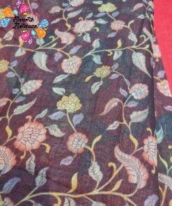 Deep Coffee Brown Elephant Designer Premium Linen Cotton Saree Deep Coffee Brown Elephant Designer Premium Linen Cotton Saree
