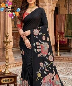 Black Elephant Designer Premium Linen Cotton Saree