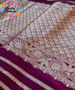 Deep Wine Purple Shade with Gold Zari Work Elephant Designer Banarasi Organza Silk Saree Deep Wine Purple Shade with Gold Zari Work Elephant Designer Banarasi Organza Silk Saree