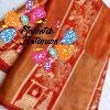 Burnt Copper Orange with Vintage Gold Weave Premium Banarasi Semi Silk Saree