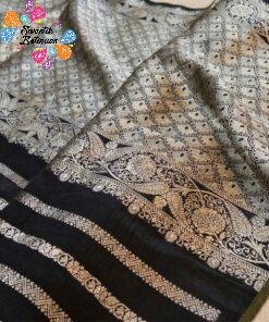 Black With Gold Zari Work Elephant Designer Banarasi Organza Silk Saree