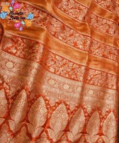 Burnt Copper Orange with Vintage Gold Weave Premium Banarasi Semi Silk Saree